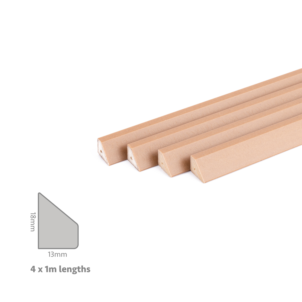 Q Wood Replacement Glazing Bead (4 x 1m Lengths) - 18mm x 13mm